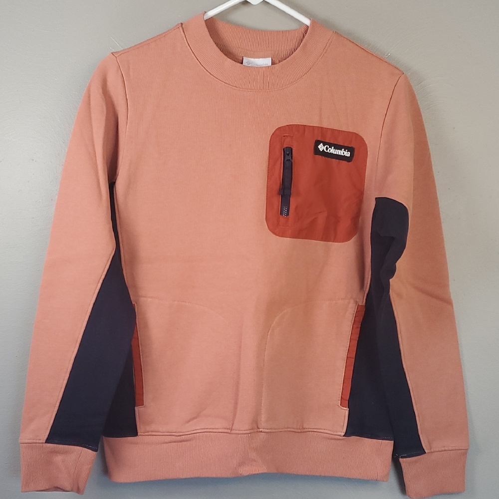 Womens COLUMBIA crewneck Sweatshirt. Orange And Blue. Medium
